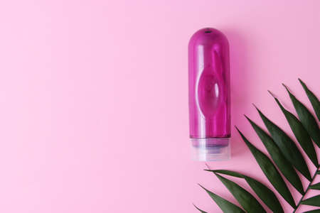 An intimate lubricant for comfortable sex close-up on a colored background.の写真素材