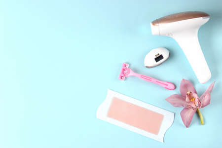 a set of different tools for home hair removal.