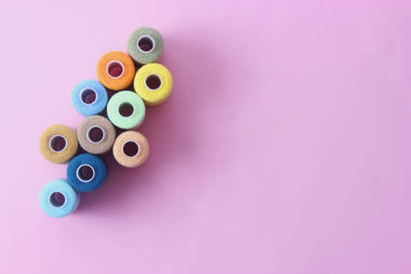 Threads for sewing and needlework close-up. Sewing accessoriesの写真素材