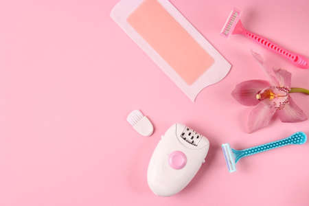 a set of different tools for home hair removal.の写真素材