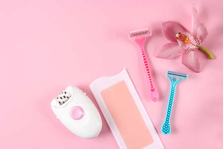 a set of different tools for home hair removal.の写真素材