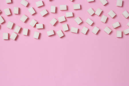 Refined sugar on a colored background. Diabetes concept, excess sugarの写真素材