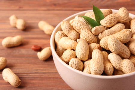 peanuts on a light background close-up. High quality photo