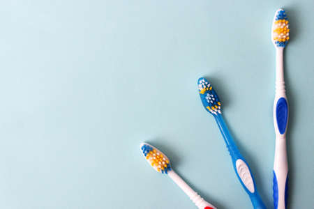 toothbrushes on a colored background close up