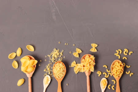 Different types of pasta close-up.の写真素材