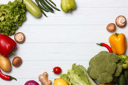 Set of different fresh vegetables close-up. Healthy eatingの写真素材