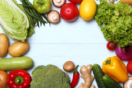 Set of different fresh vegetables close-up. Healthy eatingの写真素材