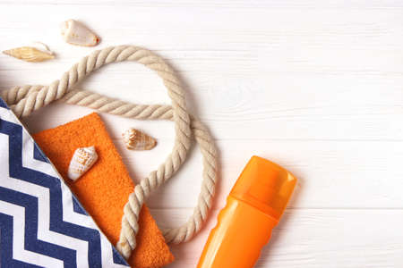sunscreens on a colored background. Protection of the skin