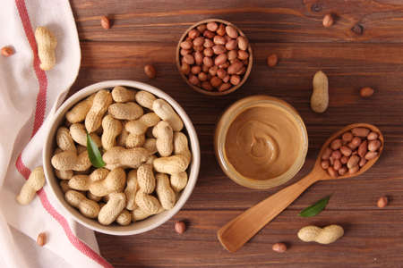 peanuts on a light background close-upの写真素材