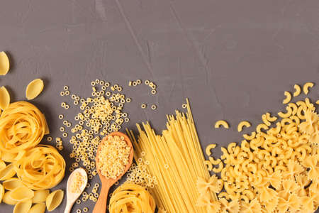 Different types of pasta close-up.の写真素材