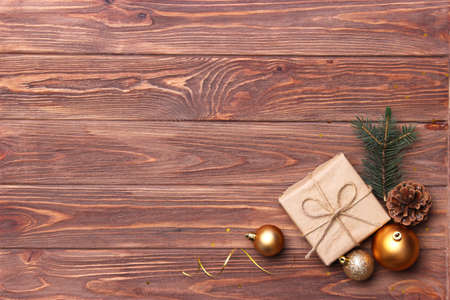 Christmas background in the style of minimalism top view with place for text.の写真素材