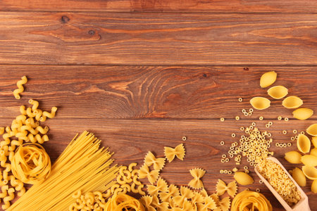 Different types of pasta close-up.の写真素材