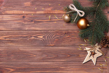 Christmas background in the style of minimalism top view with place for text.の写真素材