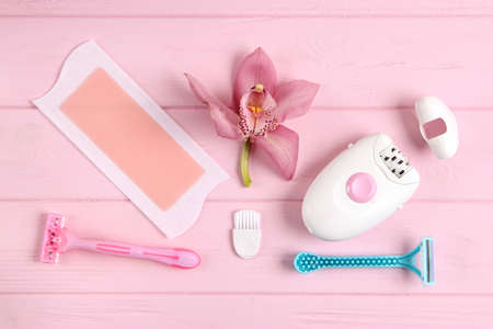 a set of different tools for home hair removal.の写真素材