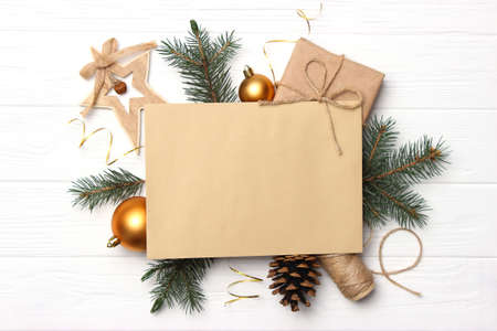 Christmas background in the style of minimalism top view with place for text.