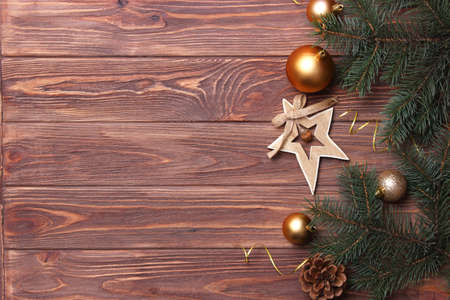 Christmas background in the style of minimalism top view with place for text.の写真素材