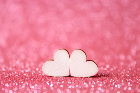 Valentines day background in minimalism style. Heartsの写真素材