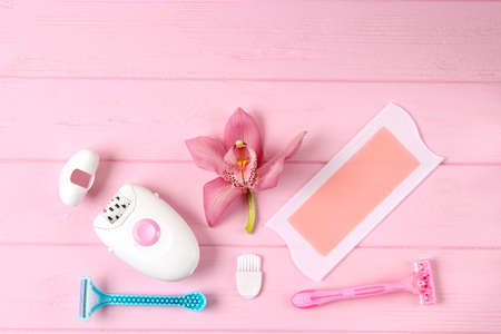a set of different tools for home hair removal.の写真素材