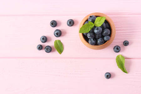 blueberries on the table top view.の写真素材