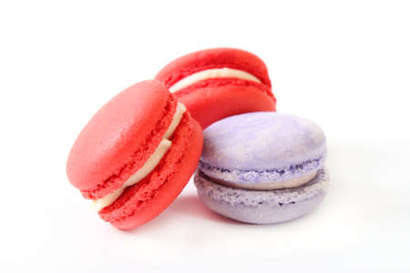 macaroon cakes on a white background.の写真素材