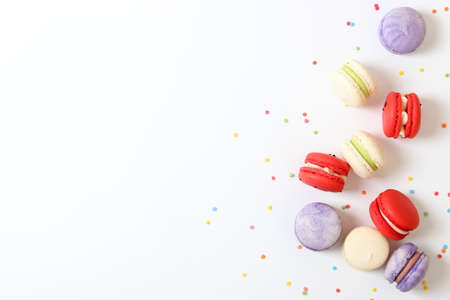 macaroon cakes on a white background.
