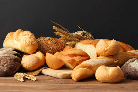 freshly baked bread on the table.の写真素材