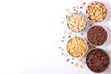 Different types of breakfast cereals.の写真素材
