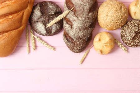 freshly baked bread on the table.の写真素材