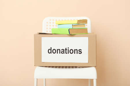 boxes with donations with the necessary things on the table