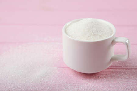 white sugar on the tableの写真素材