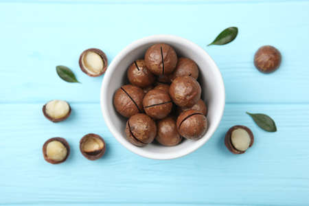 macadamia nuts on the tableの写真素材