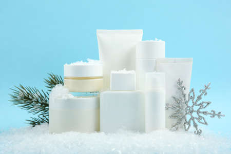 Winter care cosmetics. Skin care, skin hydrationの写真素材