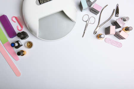 Manicure tools for creating, gel polishes, everything for the treatment of nailsの写真素材