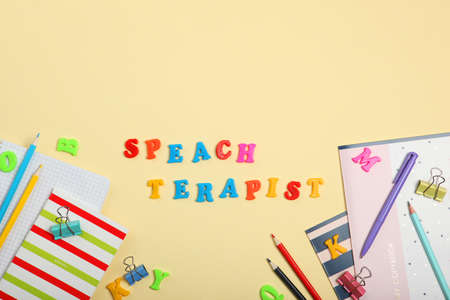 Composition on the topic of speech therapy. speech problemsの写真素材