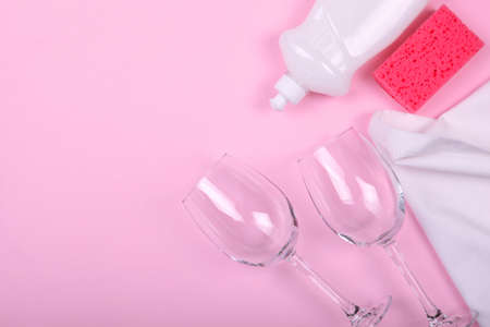 dishwashing liquid on the table. minimalism, space for textの写真素材