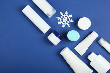 Winter care cosmetics. Skin care, skin hydrationの写真素材