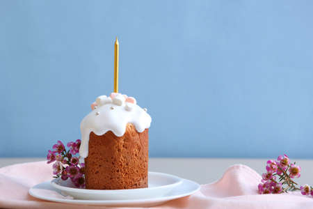 Traditional easter cake on the table. Traditional treats for Easter.