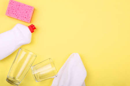 dishwashing liquid on the table. minimalism, space for text