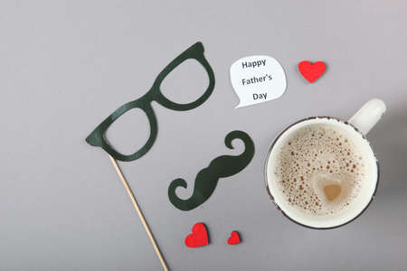 Background to the day of the father on a colored background top view.の写真素材