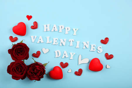 beautiful valentines day background on colored background with place for textの写真素材