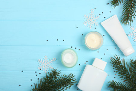 Winter care cosmetics. Skin care, skin hydrationの写真素材