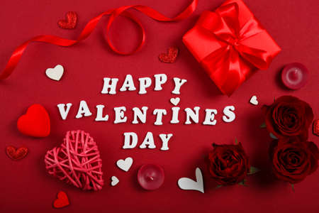 beautiful valentines day background on colored background with place for textの写真素材