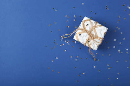 Set of beautifully wrapped gift boxes and Christmas decor .の写真素材