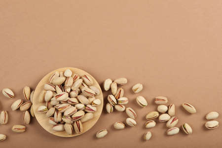 pistachios close-up on the tableの写真素材
