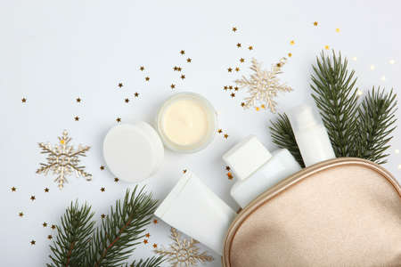 Winter care cosmetics. Skin care, skin hydrationの写真素材