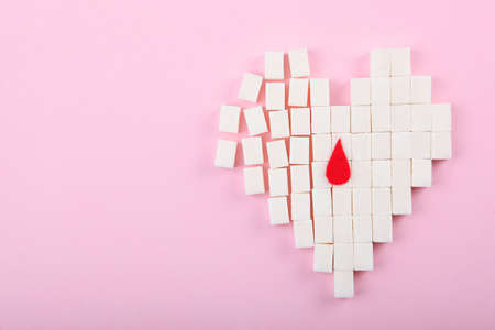 Diabetes mellitus concept. Minimalism, top view, place for text.