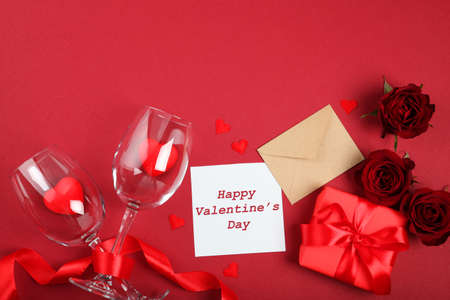 beautiful valentines day background on colored background with place for textの写真素材