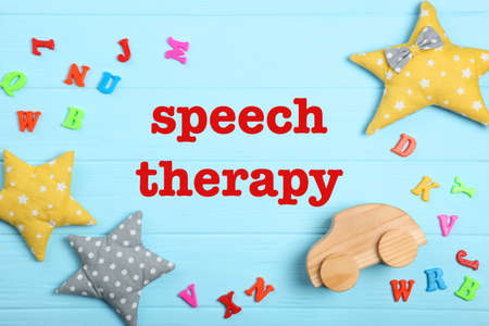 Composition on the topic of speech therapy. speech problemsの写真素材