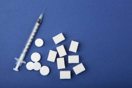 Diabetes mellitus concept. Minimalism, top view, place for text.の写真素材