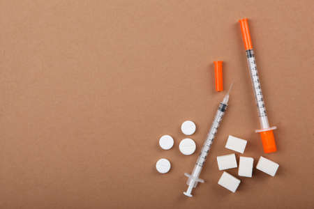 Diabetes mellitus concept. Minimalism, top view, place for text.
